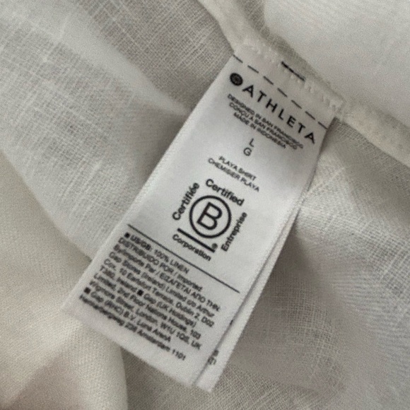 Athleta Linen White Button-Up Shirt - Picture 3 of 3